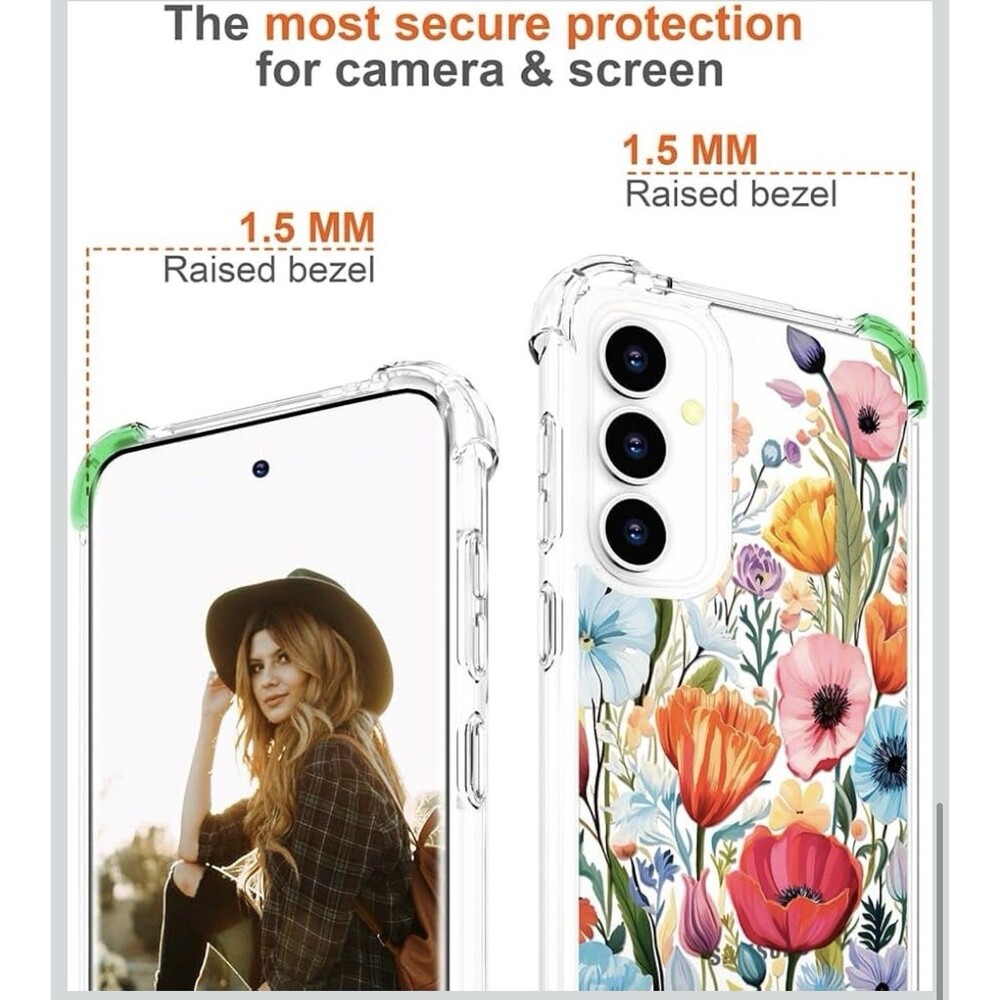Hungo Compatible for Samsung Galaxy S23 FE Case Military Drop Protection Floral - Picture 5 of 8